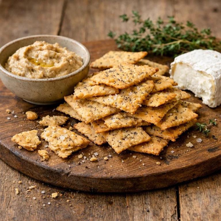 des crackers maison sur un plateau avec du fromage